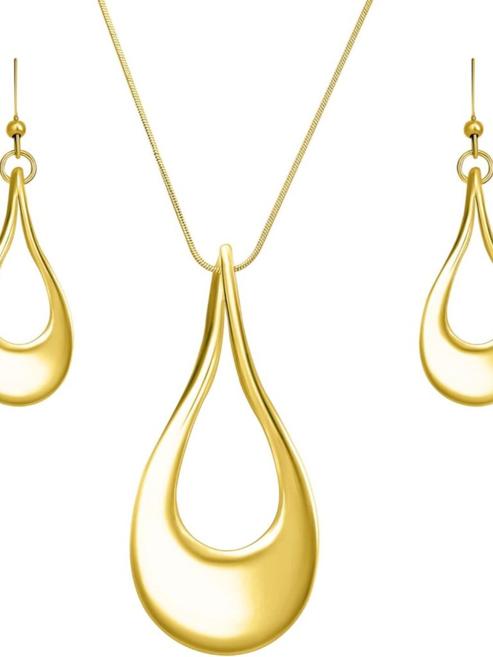 Gold Plated Jewelry Set for Women | Silver Teardrop Pendant Necklace Trendy | Lo